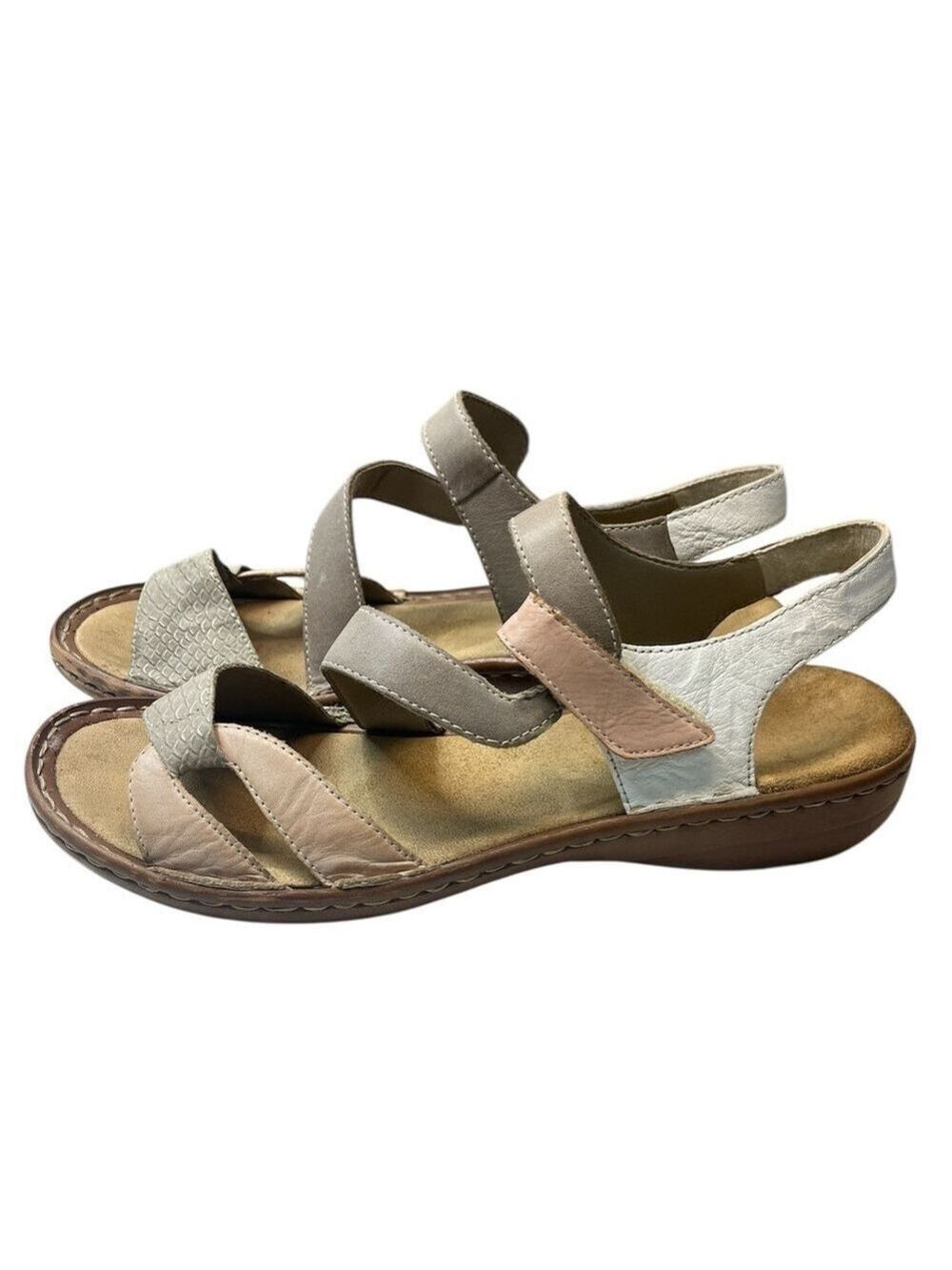 Rieker Strappy Multi Tone Leather Comfort Sandals, size 39 (8)